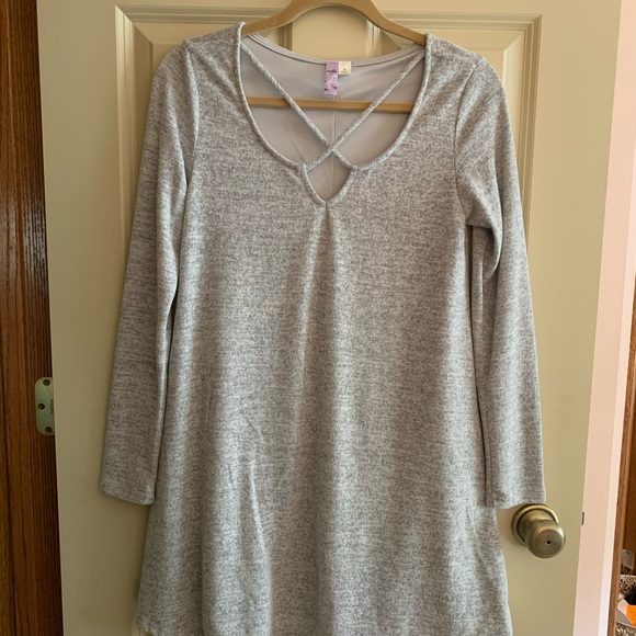 Soft grey heathered long sleeve dress - Picture 1 of 3
